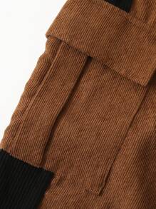 SHEIN Cô gái Tween Chi tiết được vá Túi nắp bên cạnh Quần - Màu Khaki - Xem 6