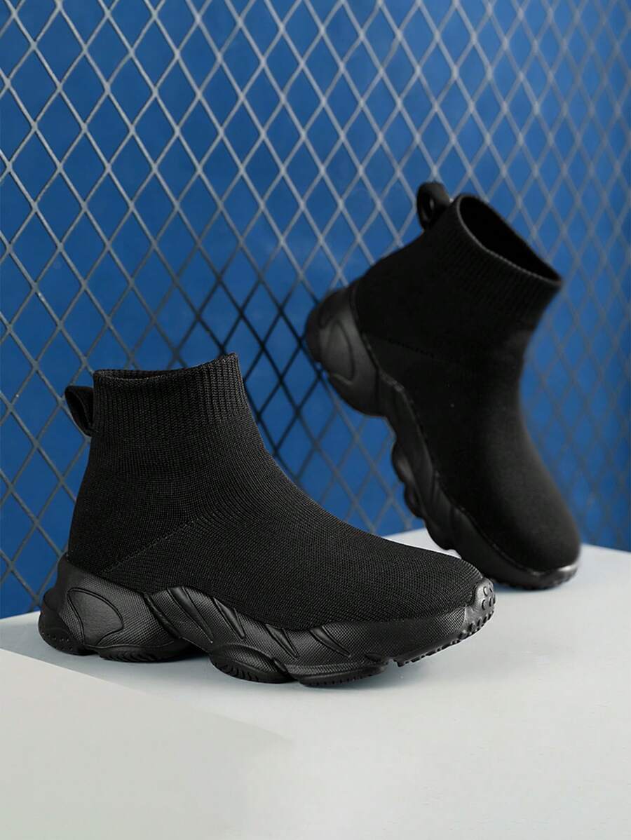 孩子們的透氣戶外高幫襪子運動鞋 - 黑色 - 查看 1