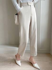 DAZY Solid Slant Pocket Suit Pants - Khaki - View 1