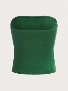 SHEIN BASICS Top bandeau unicolor tejido de canalé