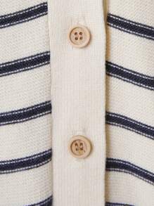 SHEIN Young Boy Striped Pattern Cardigan - Beige - View 5