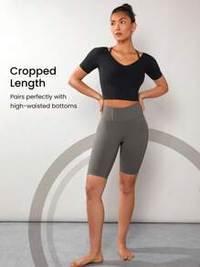 GLOWMODE Featherfit™纖薄短款輪廓t恤 - 黑色 - 查看 4