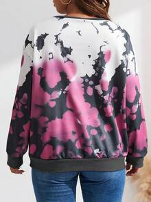 SHEIN Essnce Hơn Nhuộm buộc Thả vai Áo nỉ - Màu tím - Xem 2