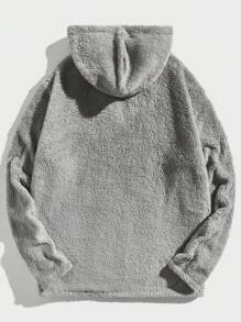 Manfinity BRENVOR Men's Front Zipper Long Sleeve Casual Hoodie With Embroidered Design, For Fall Winter - Grey - View 2