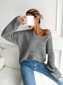 Maglione monocolore con manica a pipistrello