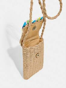 SHEIN VCAY 鏈條裝飾的手提包 - 卡其色 - 查看 4