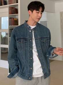 DAZY Men Flap Pocket Denim Jacket - Blue - View 2