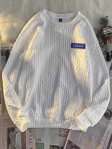Manfinity Hypemode Men Letter Patched Drop Shoulder Sweatshirt - White - View 3