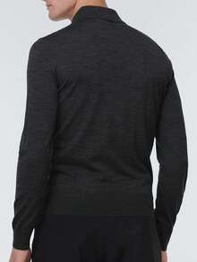 男士純色立領毛衣 - 深灰色 - 查看 2