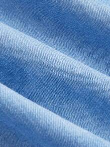 SHEIN MOD Blusa corta para mujer de color unicolor con mangas abullonadas para ropa casual de primavera/verano - Lavado ligero - Ver 3