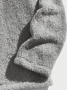 Manfinity BRENVOR Men's Front Zipper Long Sleeve Casual Hoodie With Embroidered Design, For Fall Winter - Grey - View 3