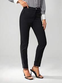 BizChic Pantalones unicolor con bolsillo oblicuo - Negro - Ver 3