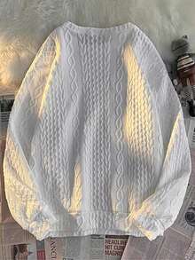 Manfinity Hypemode Men Letter Patched Drop Shoulder Sweatshirt - White - View 4