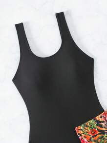 熱帶圖案連體泳衣