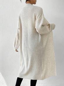 EMERY ROSE Drop Shoulder Casual Design Cardigan,Long Sleeve Tops Fall Winter Cloth For Women - Apricot - View 2