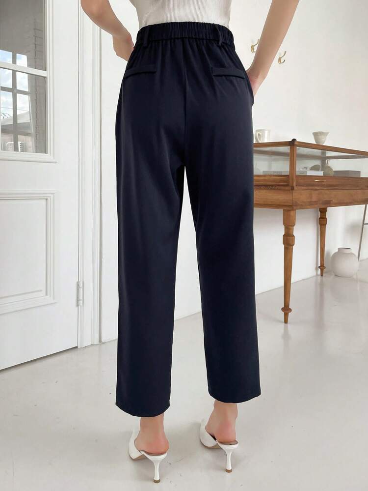 Women's Business Casual Solid Color Pleated Pocket Pants,Women Dress Pants