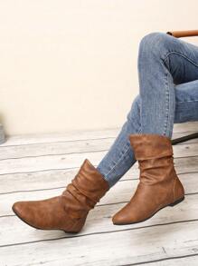 Women's Fashionable Casual Foldable Flat Ankle Boots - 棕色 - 查看 4