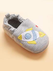 Zapatos de caminar para bebés de 0 a 3 años con bordado de dibujos animados, de estilo slip-on - Gris - Ver 5