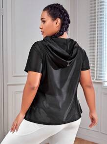 Plus Graphic Print Hooded Sports Tee - Multicolor - View 2