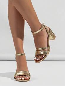 Fashionable Women's Open Toe High Heel Sandals For Spring/summer - Gold - View 2