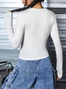 SHEIN EZwear T-Shirt Court Graphique De Slogan