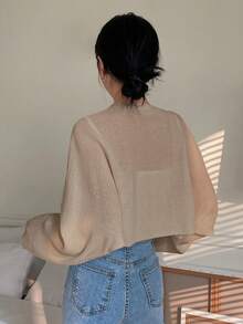 DAZY 蝙蝠袖休闲设计开衫 - 卡其色 - 查看 2