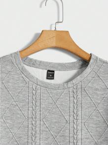 Manfinity VCAY Loose Fit Men's Letter Patched Drop Shoulder Sweatshirt, For Fall Winter - Light Grey - View 4