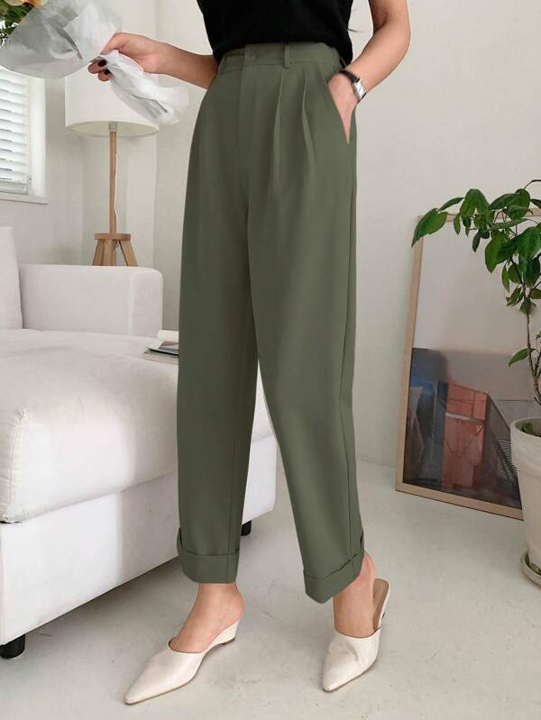 DAZY Casual Business Plain Color Tapered Pants,Women Dress Pants