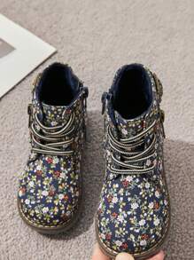 Printed Winter Warm Kids' Boots - Navy Blue - View 8