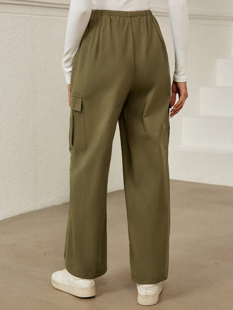 Pantaloni cargo tasca laterale con patta con coulisse a vita