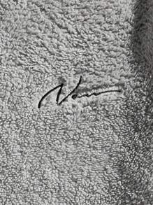 Manfinity BRENVOR Men's Front Zipper Long Sleeve Casual Hoodie With Embroidered Design, For Fall Winter - Grey - View 4