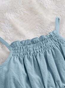 SHEIN Baby Girl Ruffle Hem Cami Romper - Baby Blue - View 3