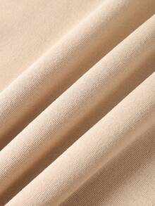 SHEIN LUNE Slogan Graphic Drawstring Thermal Lined Hoodie - Khaki - View 4