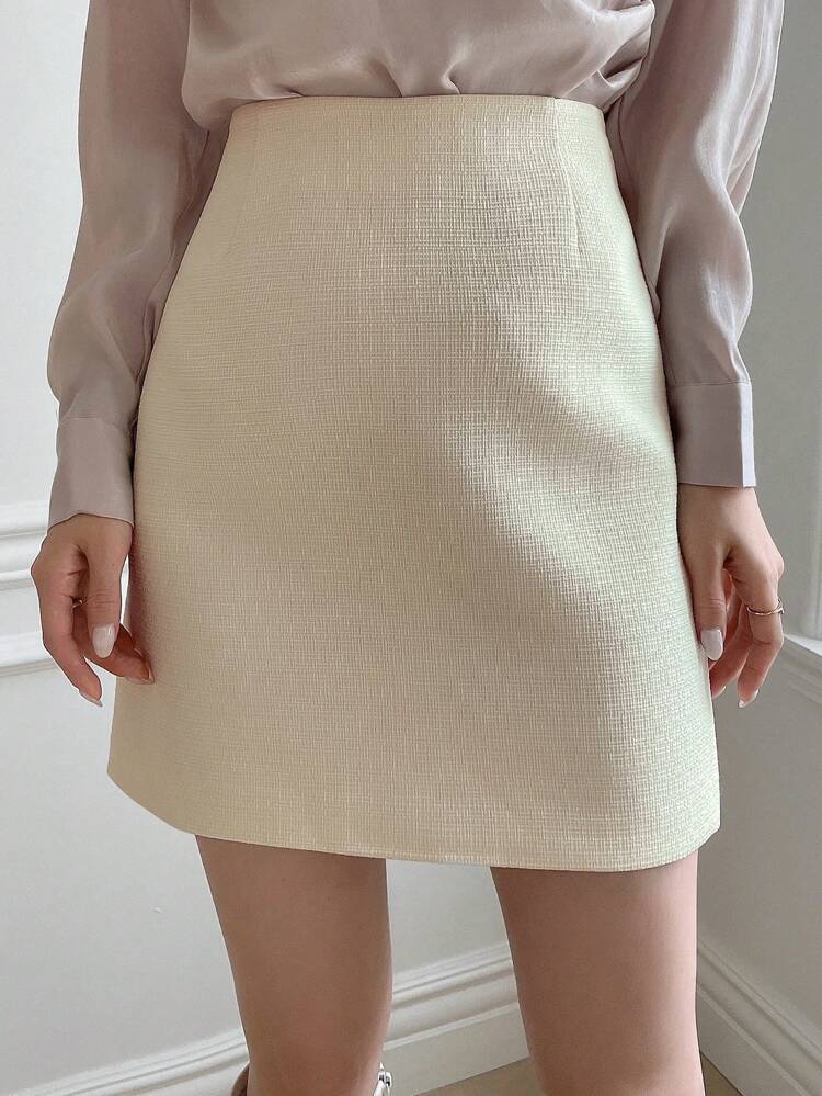 Solid Straight Skirt,Pencil Skirt