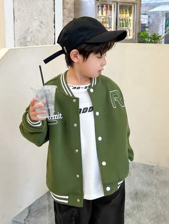 zosee Ung pojke Text Grafik Randig Kant Nedhasade aclar Varsity Jacka