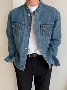 DAZY Men Flap Pocket Denim Jacket - Blue - View 4