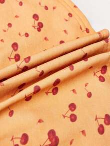 Cozy Pixies 女嬰櫻桃圖案圓領泡泡袖洋裝帶荷葉邊和彈性腰帶 - 彩色 - 查看 5