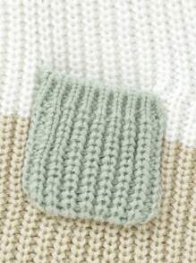 SHEIN Bébé Garçon Pull À Blocs De Couleurs Avec Poche & Pantalon En Tricot
