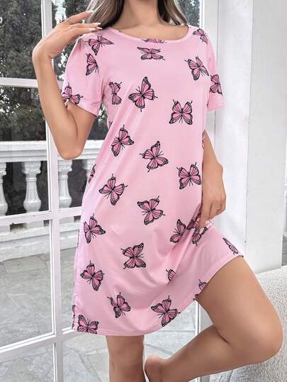 Butterfly Print Pajama Nightdress