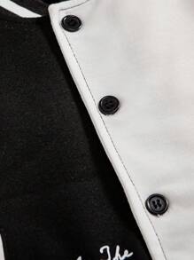 SHEIN Young Boy Slogan Graphic Two Tone Varsity Jacket - Multicolor - View 4