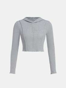 Thiếu niên cô gái Ren Mộc nhĩ áo có mũ Áo thun - Màu Xám nhạt - Xem 1