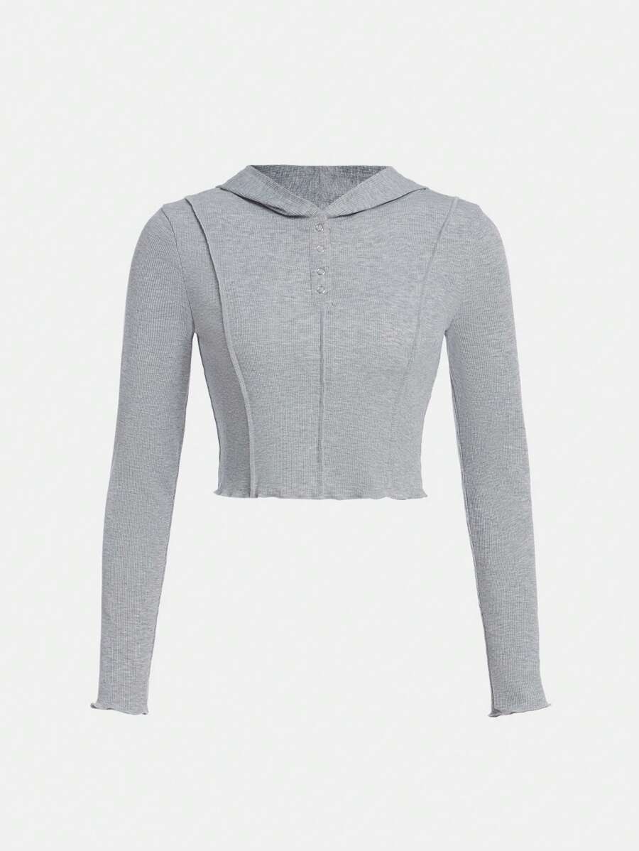 Thiếu niên cô gái Ren Mộc nhĩ áo có mũ Áo thun - Màu Xám nhạt - Xem 1