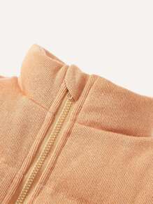 Baby Girl Cute Knitted Jacket With Padding, Thick Padded Coat For Warmth - Apricot - View 7