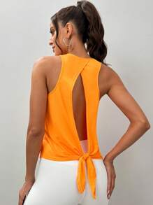 Top tank deportivo con estampado de letra - Naranja - Ver 2