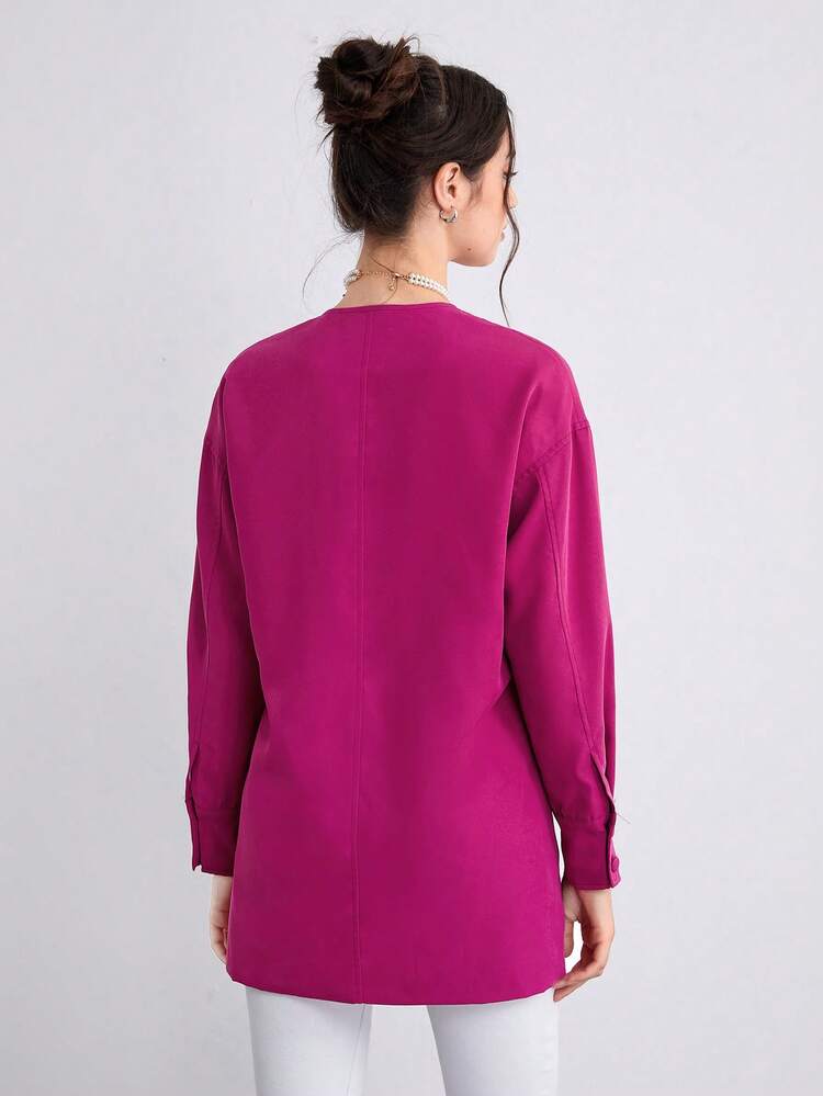 Button Front Solid Coat