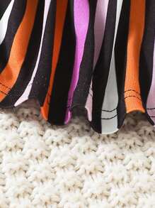 SHEIN Váy bé gái 2 mảnh kẻ sọc & in họa tiết Halloween, dành cho tiệc Halloween - Nhiều màu - Xem 7