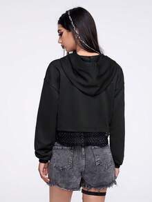 IamYouth 骷髅頭圖案落肩袖抽繩連帽衫 - 黑色 - 查看 2