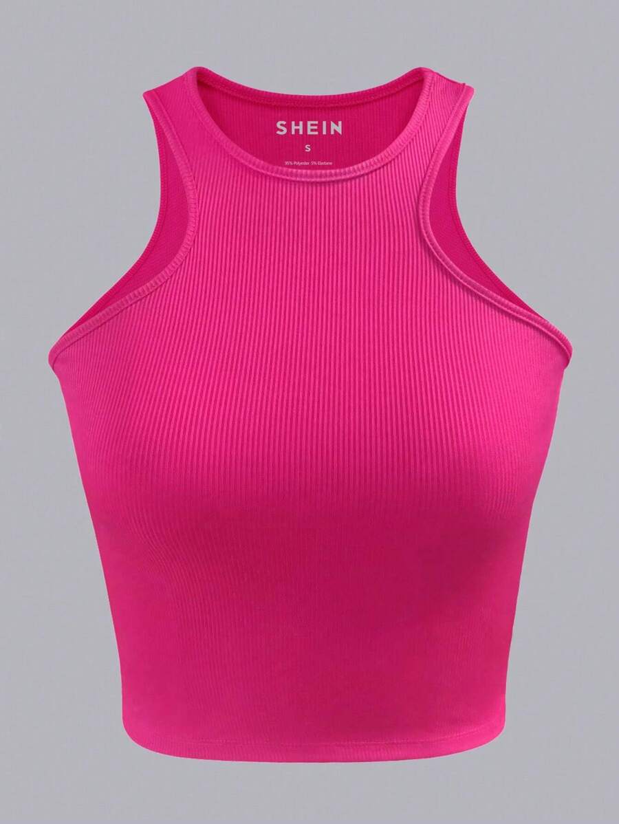 INAWLY Top tank crop unicolor - Rosa Fucsia - Ver 1