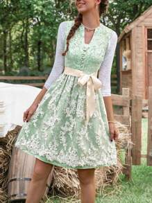 Chiquease Floral Print Belted Dress Without Tee Country Dress
