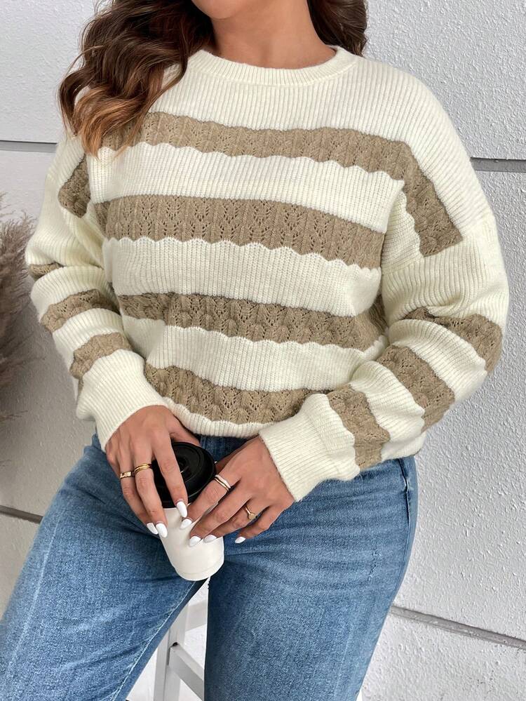 Plus Two Tone Drop Shoulder Sweater